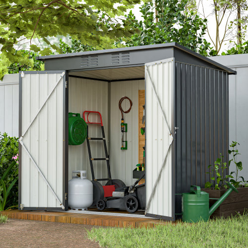 6 Ft x 4 Ft Outdoor Metal Storage Shed with Double Doors and Padlock