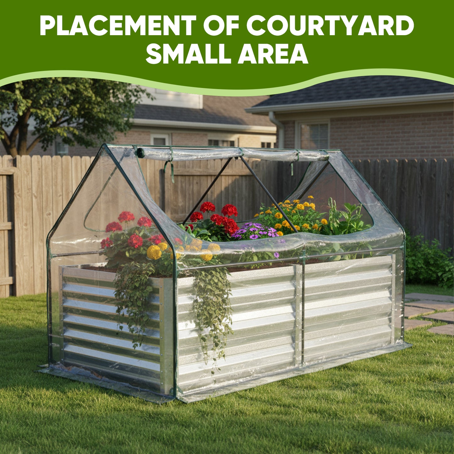 Greenhouse with Double Zipper Doors Waterproof UV Protection for Flowers, Vegetables & Herbs - Multiple Sizes