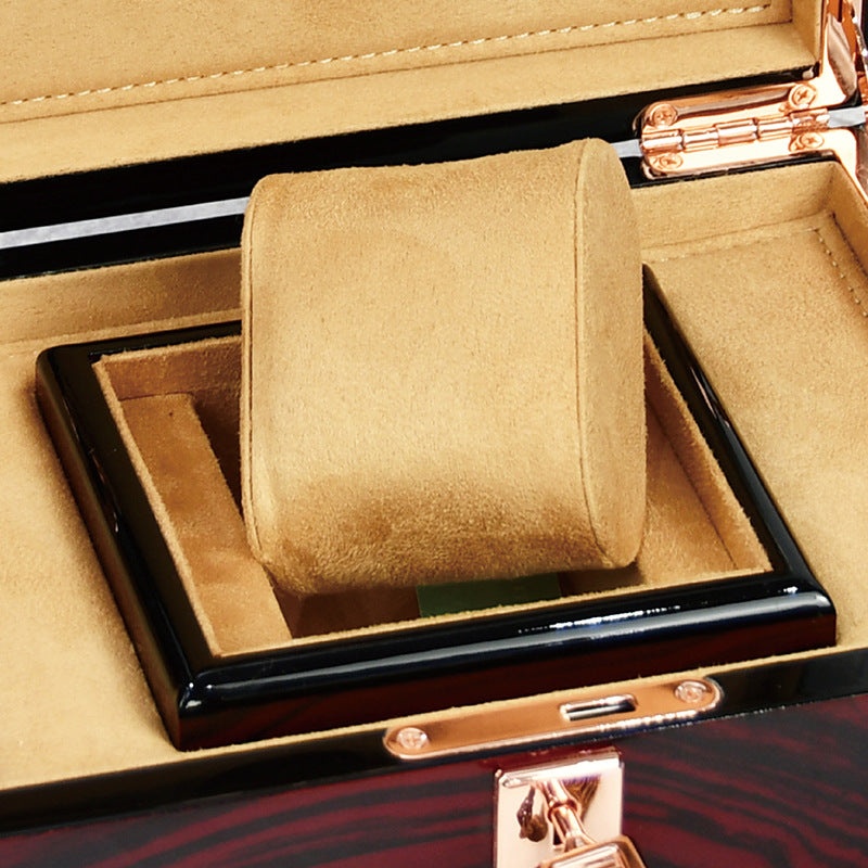 Wood Watch Box with Single Slot Jewelry Storage Holder - Brown