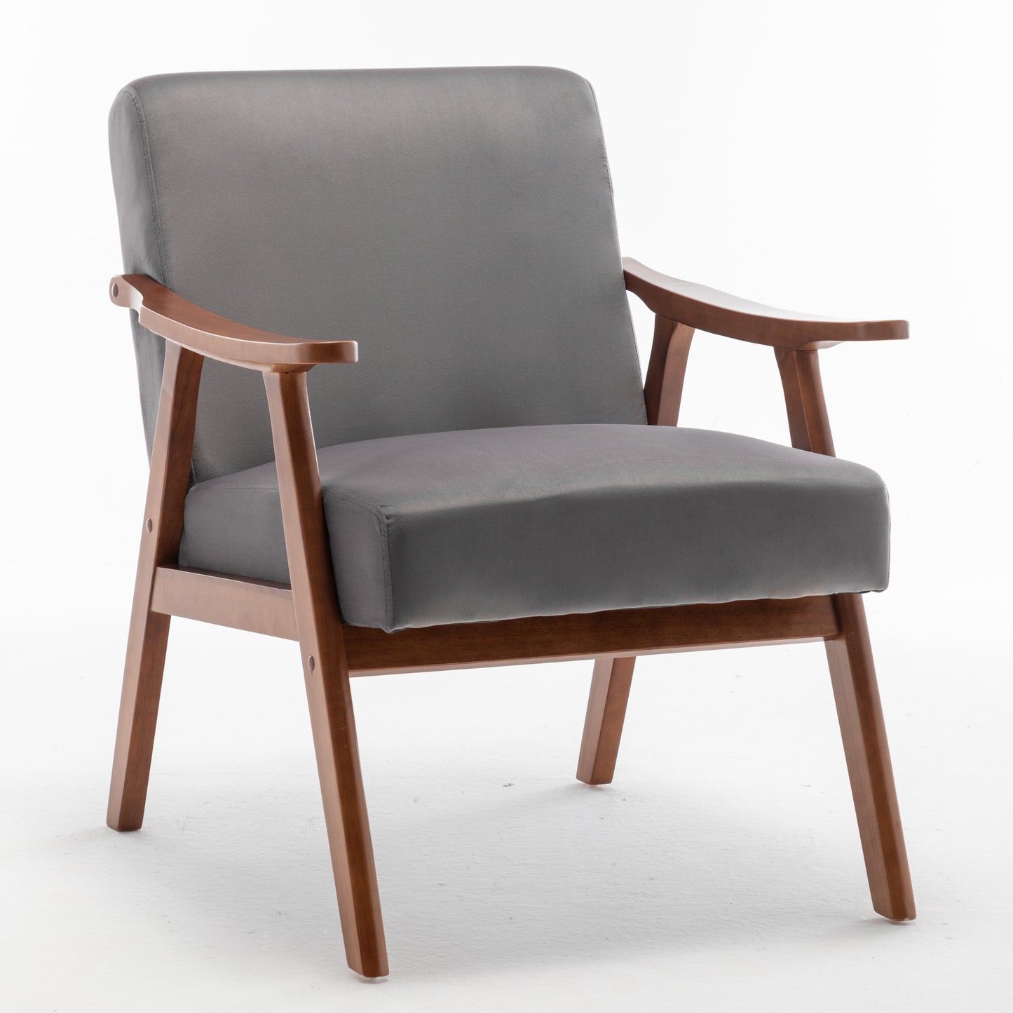 Accent Chair with Velvet Upholstery - Mid-Century Modern Grey