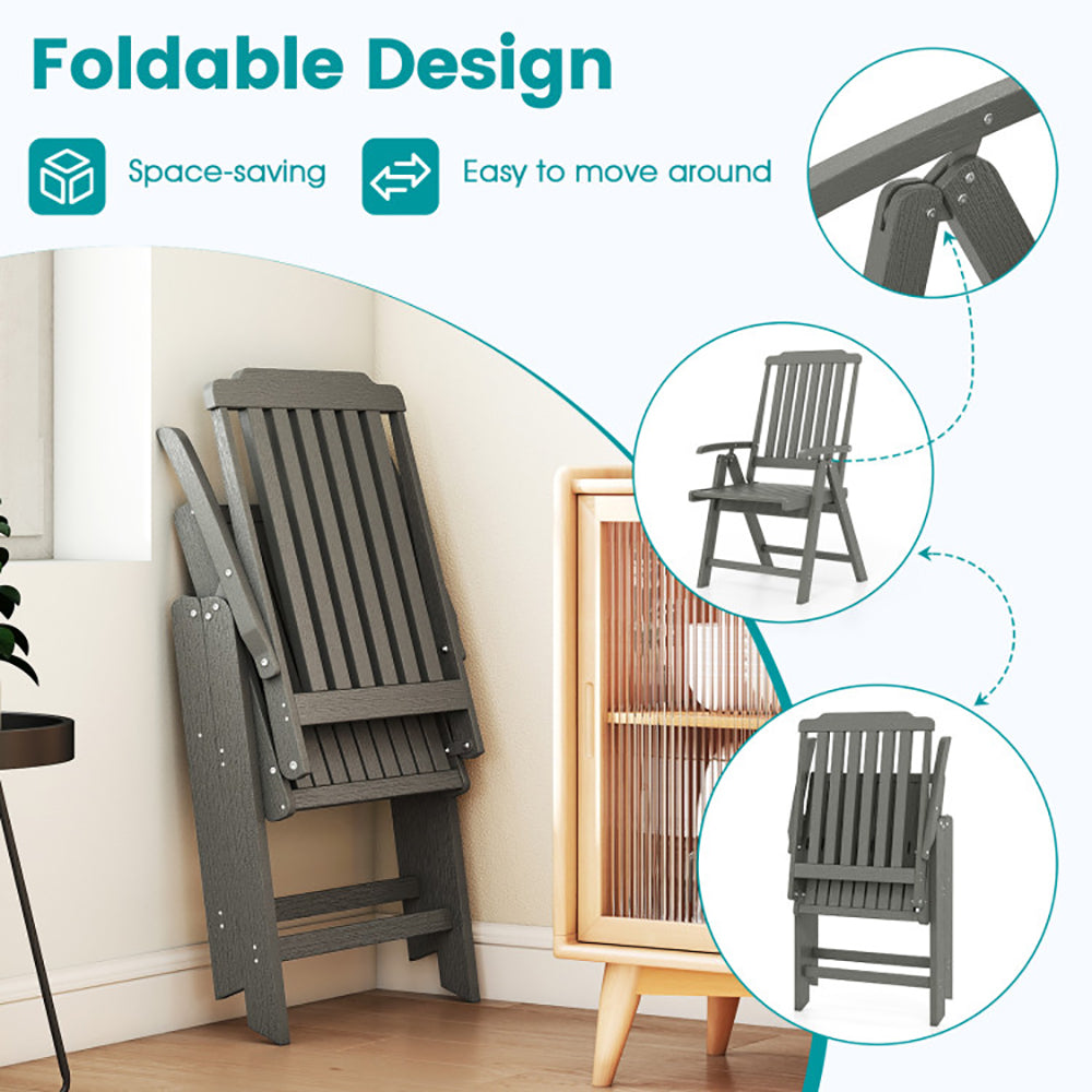 Foldable Patio Chair All-Weather HDPE Outdoor Dining With Armrest For