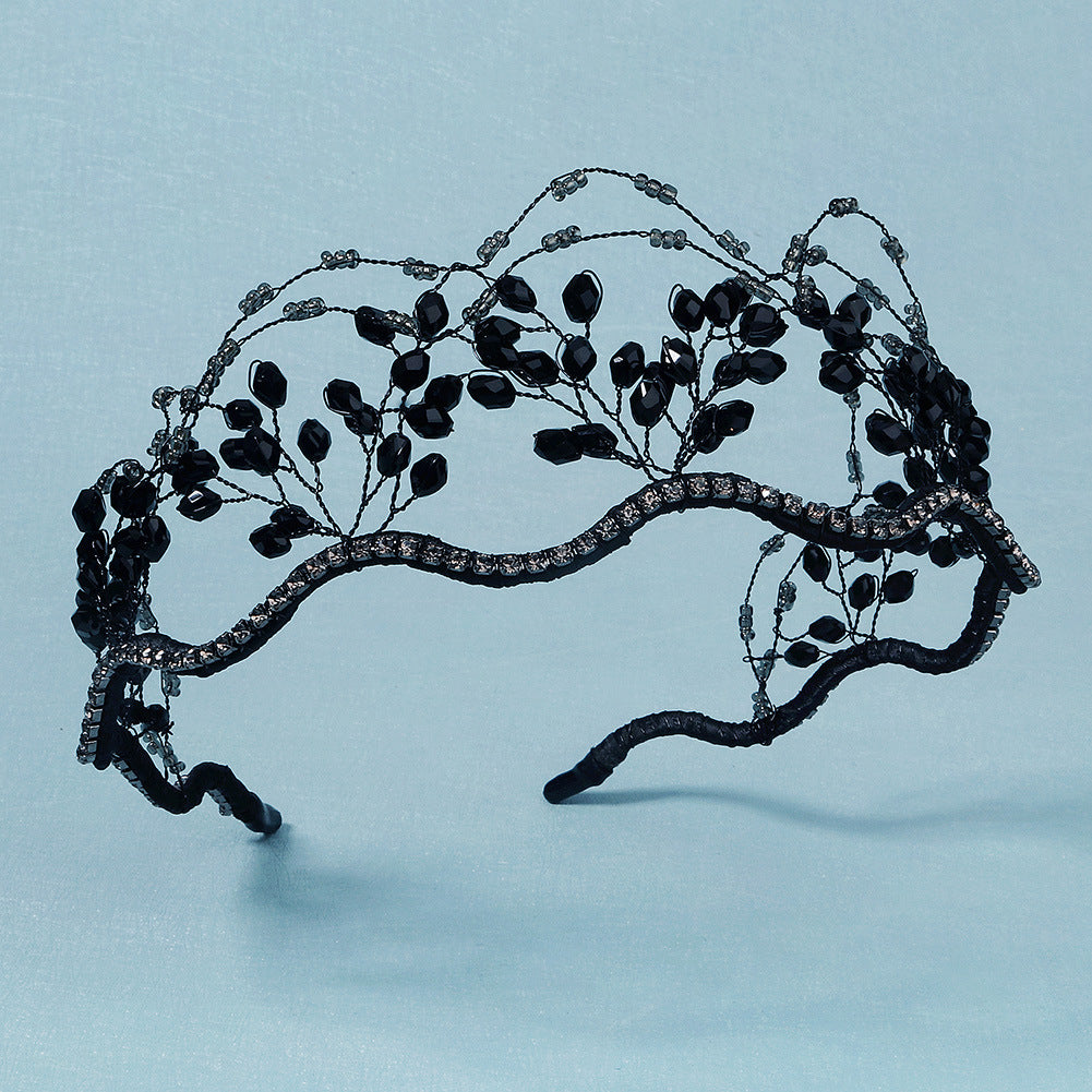 Crystal Beaded Bridal Tiara - Black