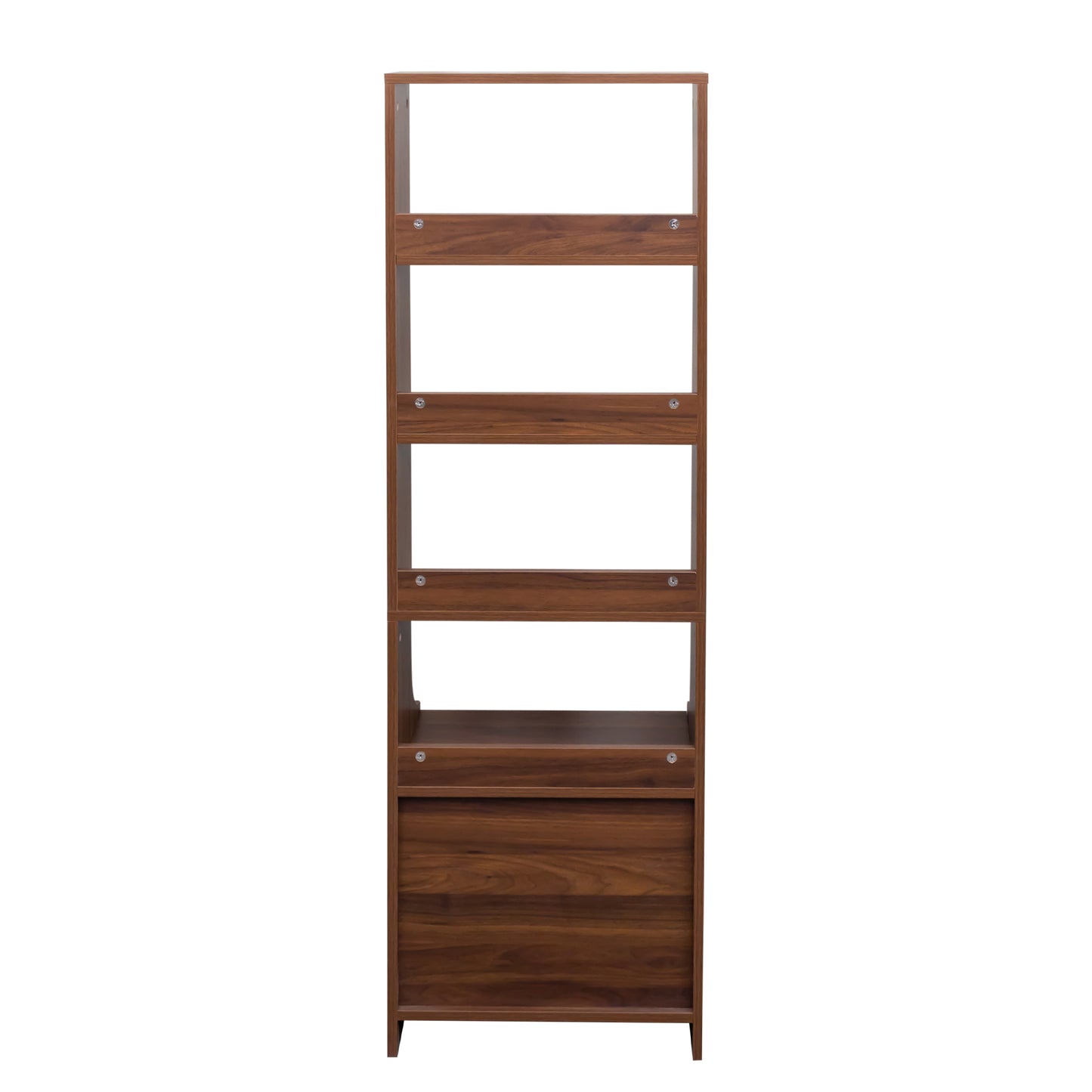 Night Stand with Bookshelf and 2 Storage Drawers - Walnut