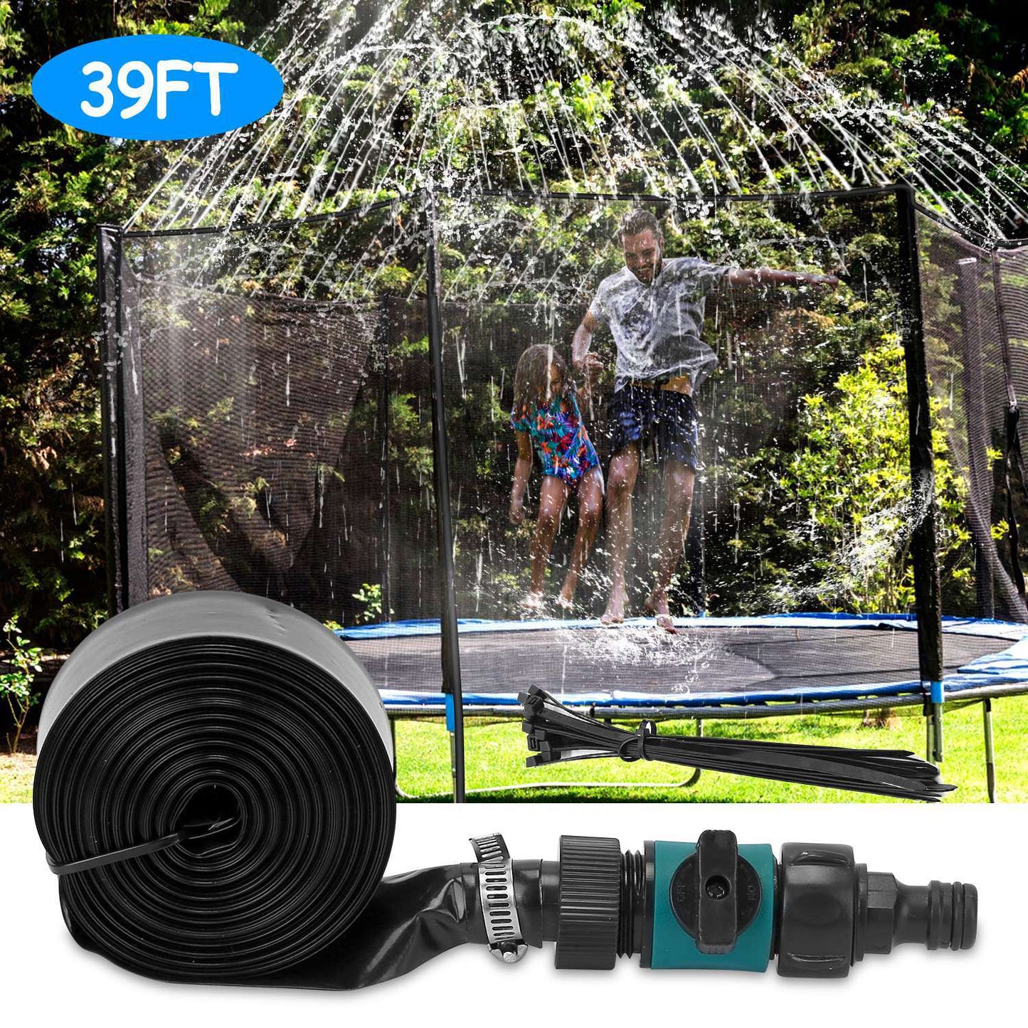 Kids Trampoline Sprinkler Water Park Toy 39ft Outdoor Water Game Summer Fun