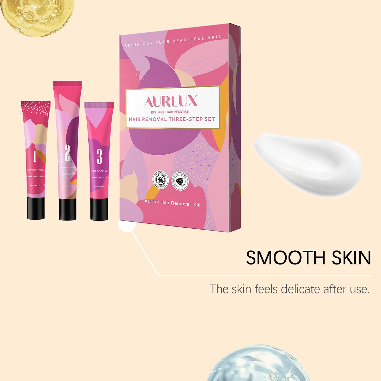 Hair Removal Kit with Gel, Cream & Lotion - Gentle Skin Care Set
