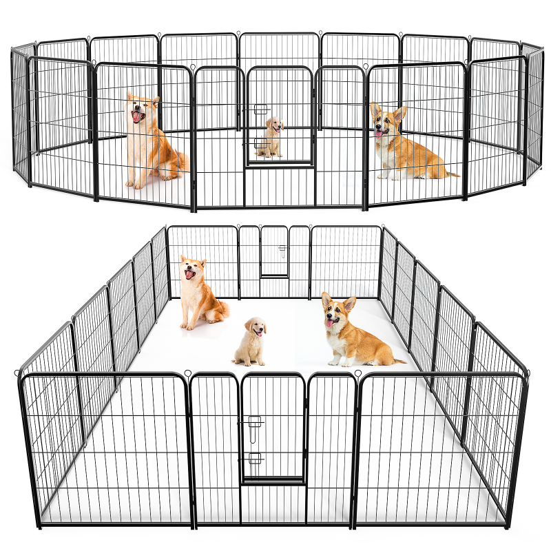 Indoor/Outdoor Dog Playpen with Door - Heavy-Duty Metal Exercise Pen for Small, Medium, Large Dogs