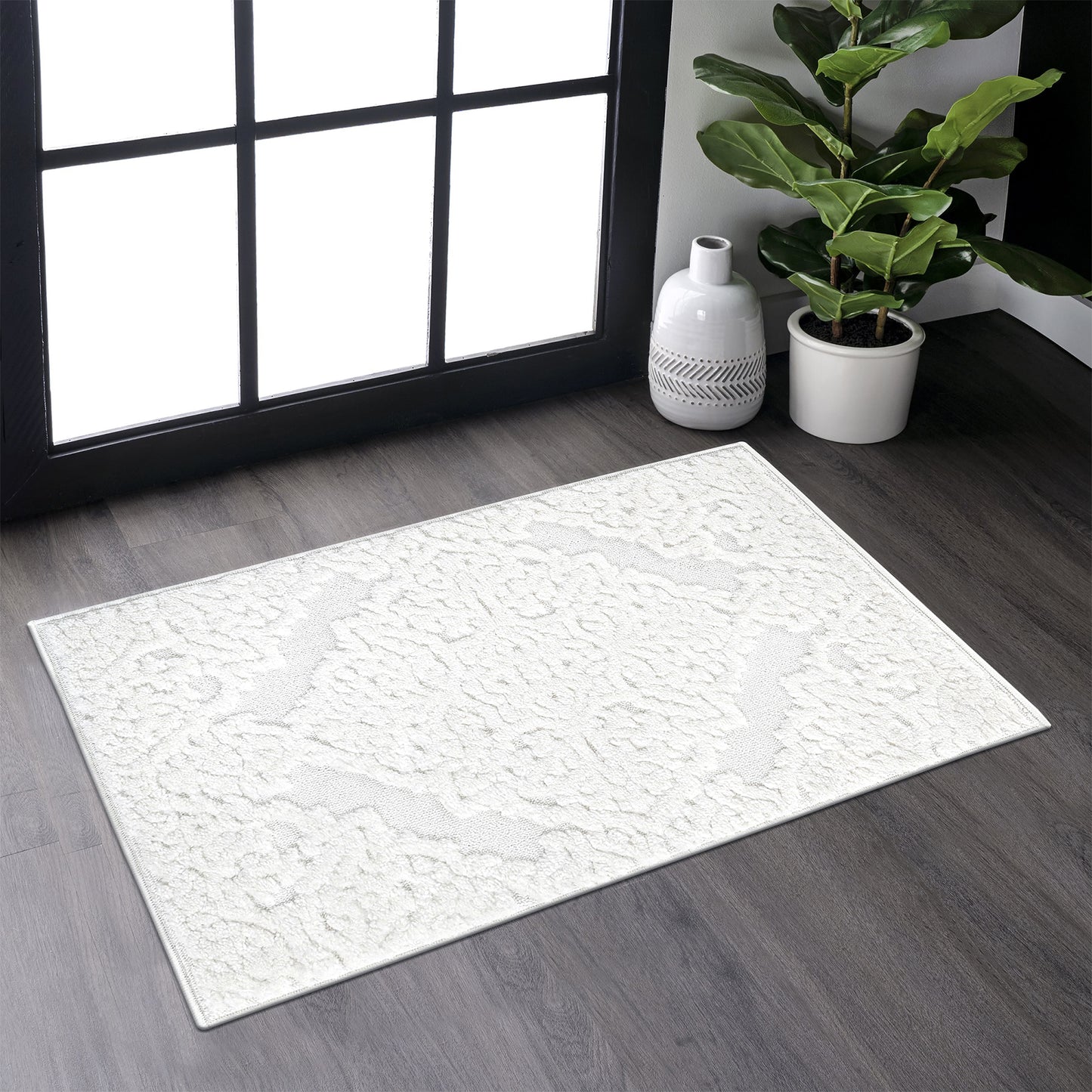 Step Collection High-Low Medallion Cream Indoor Area Rug, 2'x3',