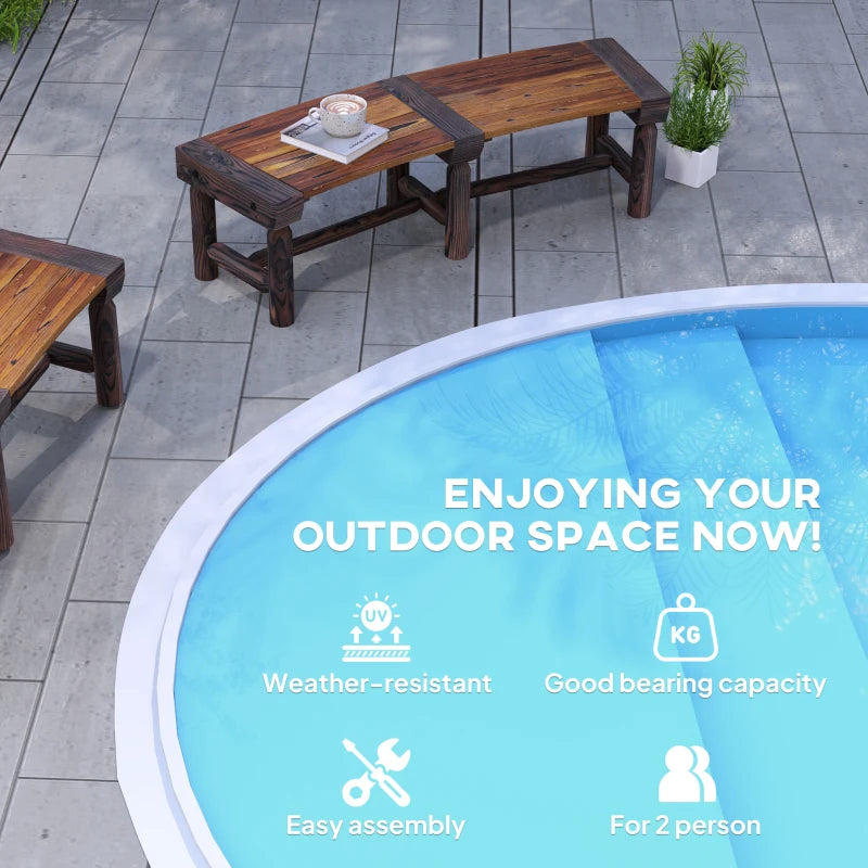 Wooden Semicircular Garden Bench - Brown Fir Wood