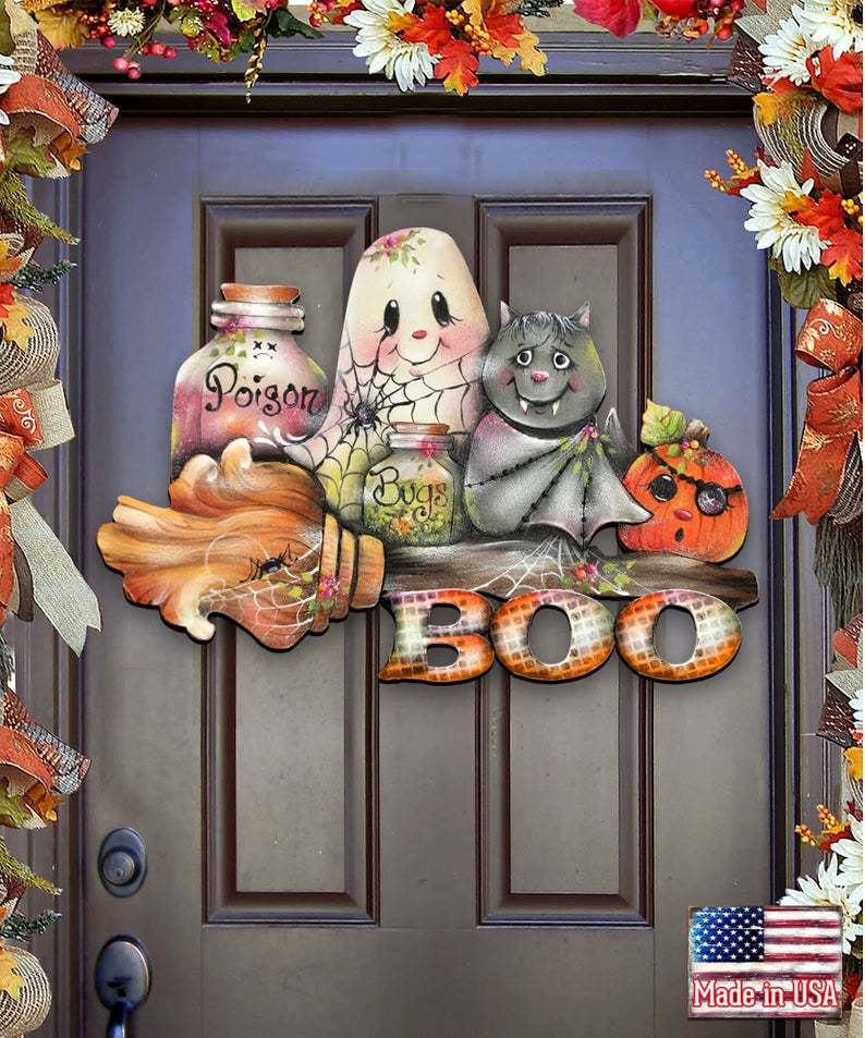 Halloween Ghost Cat Pumpkin Wall Decoration - Autumn Door Wreath