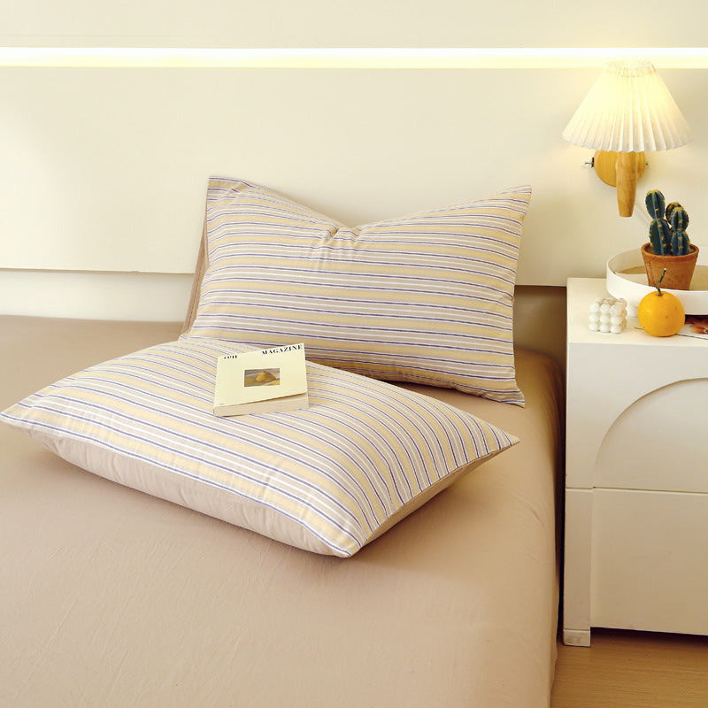 Washed Cotton Pillowcase Set - Double Piece Japanese Style Home Textiles