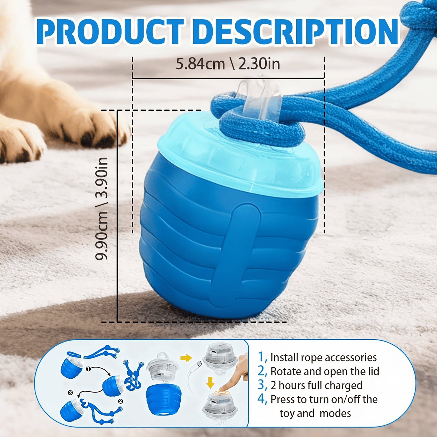 Smart Interactive Dog Toy Ball with Chew Rope for Small to Large Dogs - Boosts Intelligence & Exercise