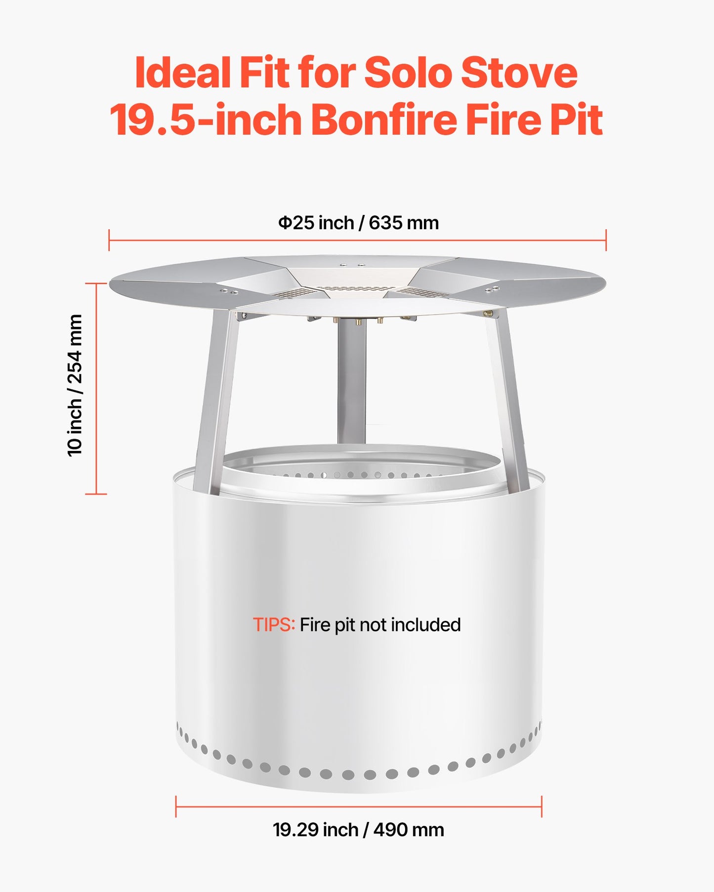 Stainless Steel Fire Pit Heat Deflector for Yukon & Bonfire 25 Inch - Outdoor Garden Accessory
