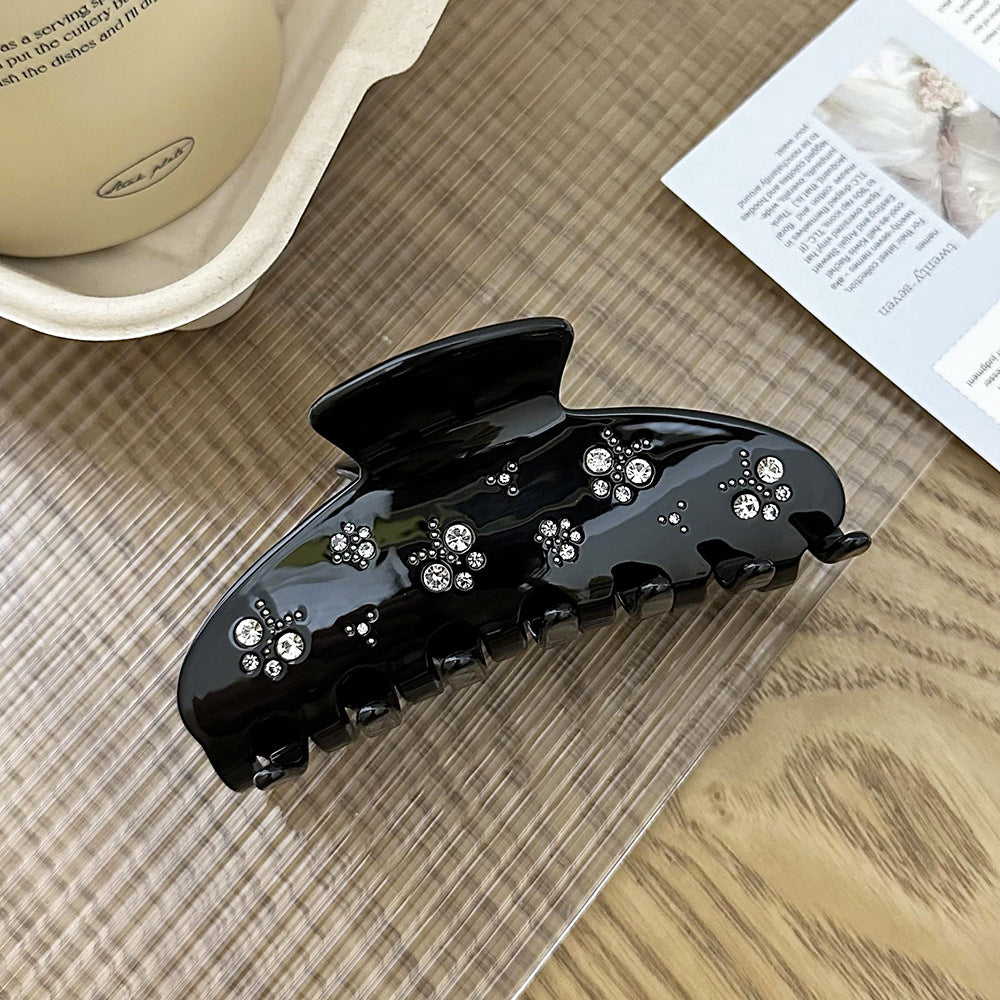 Handmade Acetic Acid Hair Clip with Rhinestone Butterfly and Diamond Accents