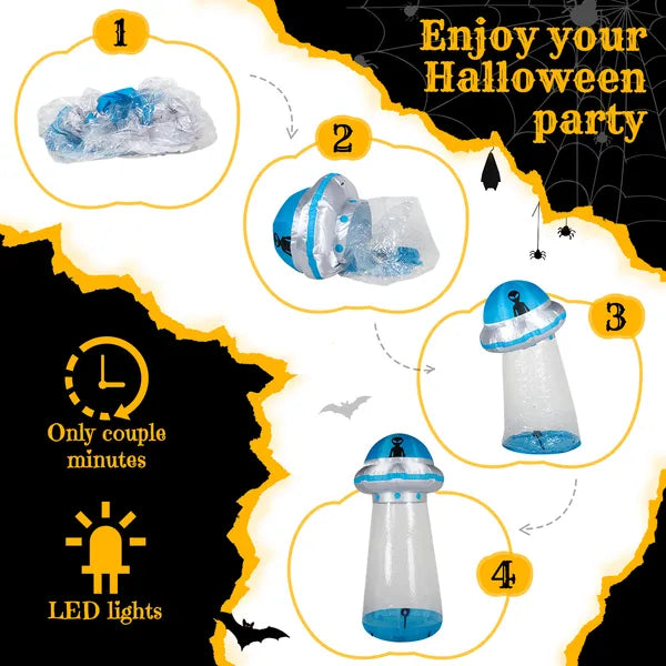 8.8 FT Halloween Inflatable UFO Decoration with LED Lights