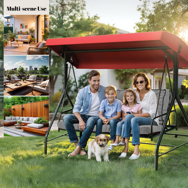 Outdoor Swing Cushions 55 Inch Waterproof 4-Inch Thick Replacement Seat with Backrest & Ties Light Grey