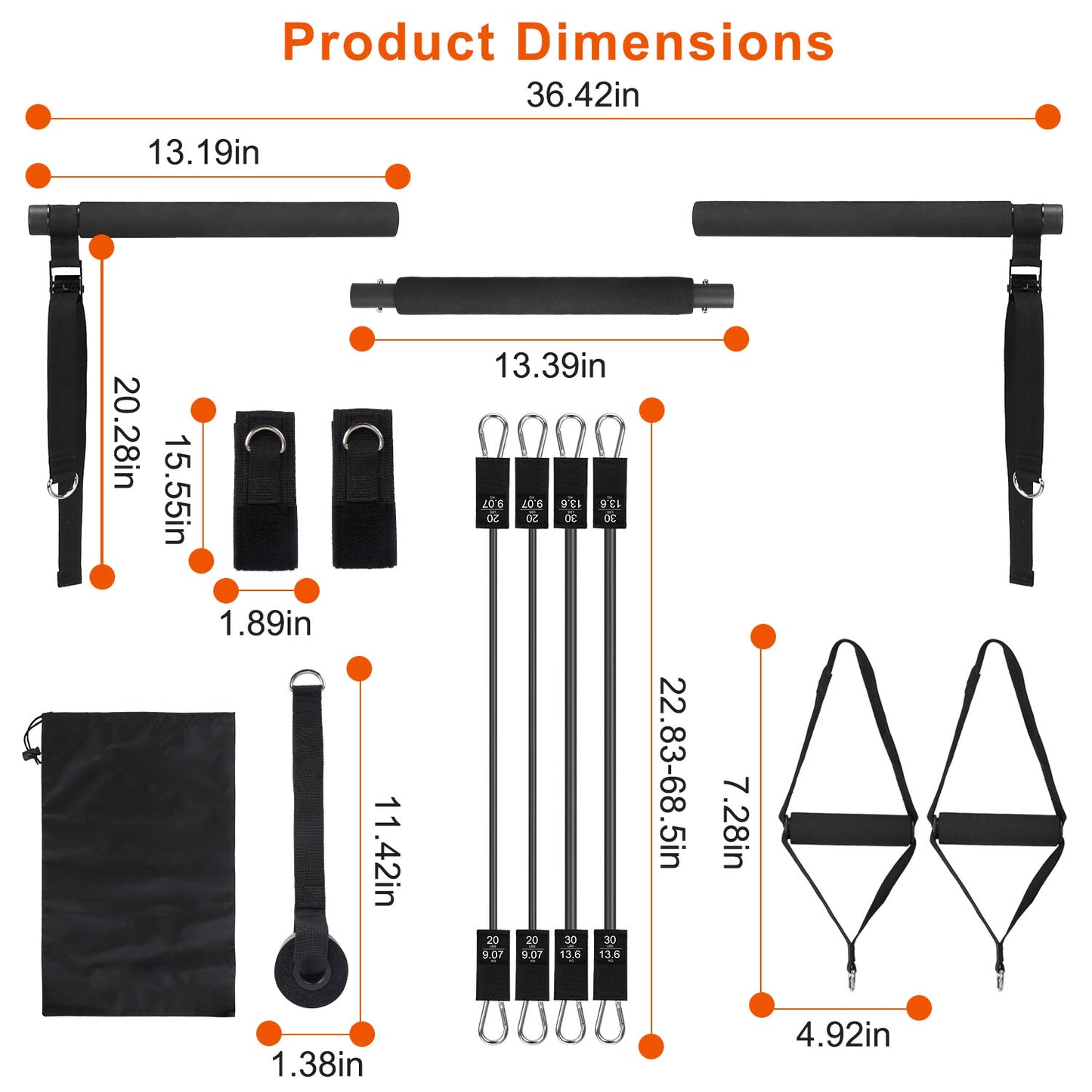 Multifunctional Pilates Bar Kit with Elastic Resistance Bands