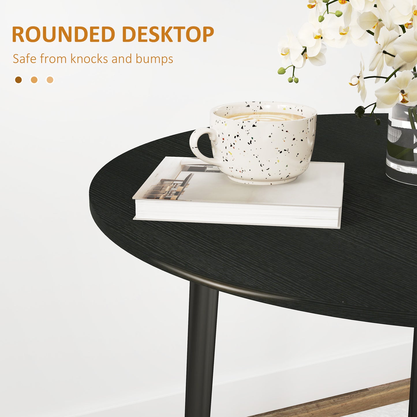 Round Drop Leaf Folding Dining Table - Distressed Black