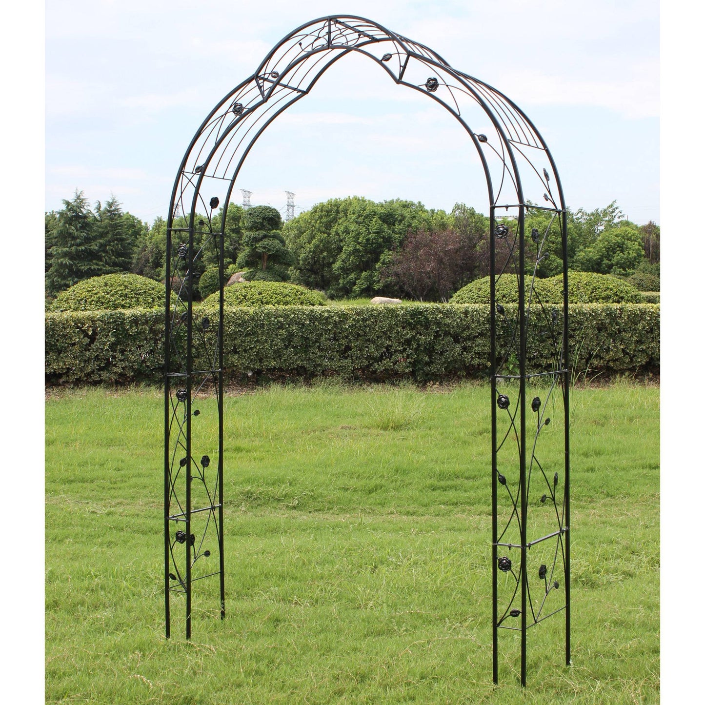 Metal Garden Arch with 8 Styles Freely Assembled Outdoor Trellis for Climbing Plants
