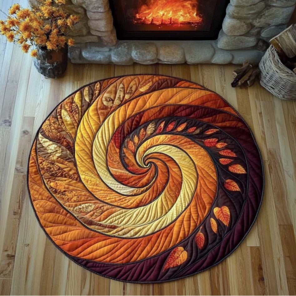 Digital Printed Round Rug with Leaf Pattern - Multiple Sizes & Styles