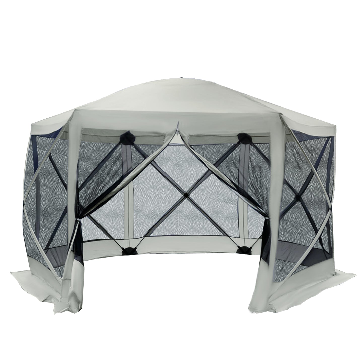 12x12 Hexagon Pop Up Party Tent with Mesh Walls - Beige