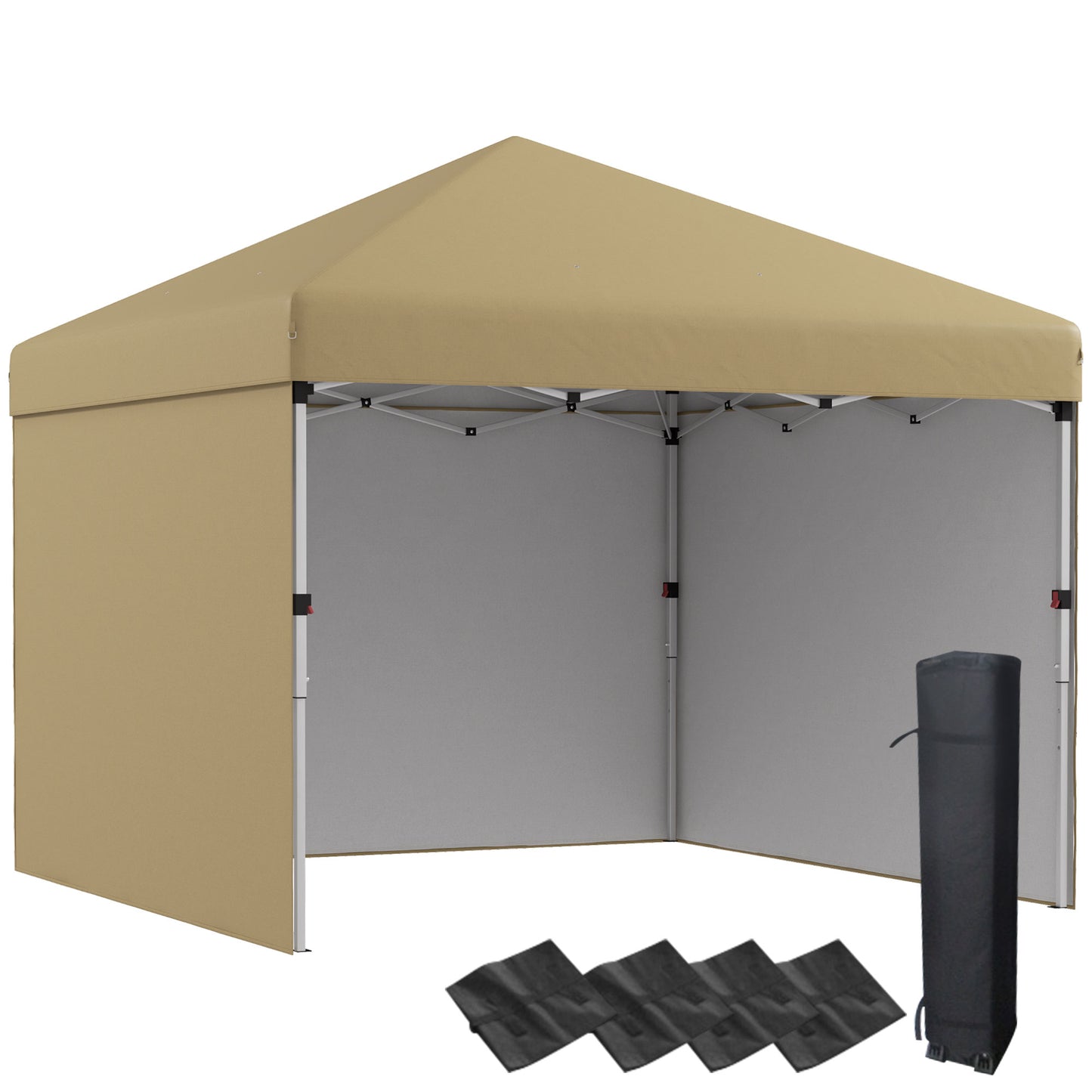 10x10 Pop Up Canopy Tent with Sidewalls and Carry Bag - Beige