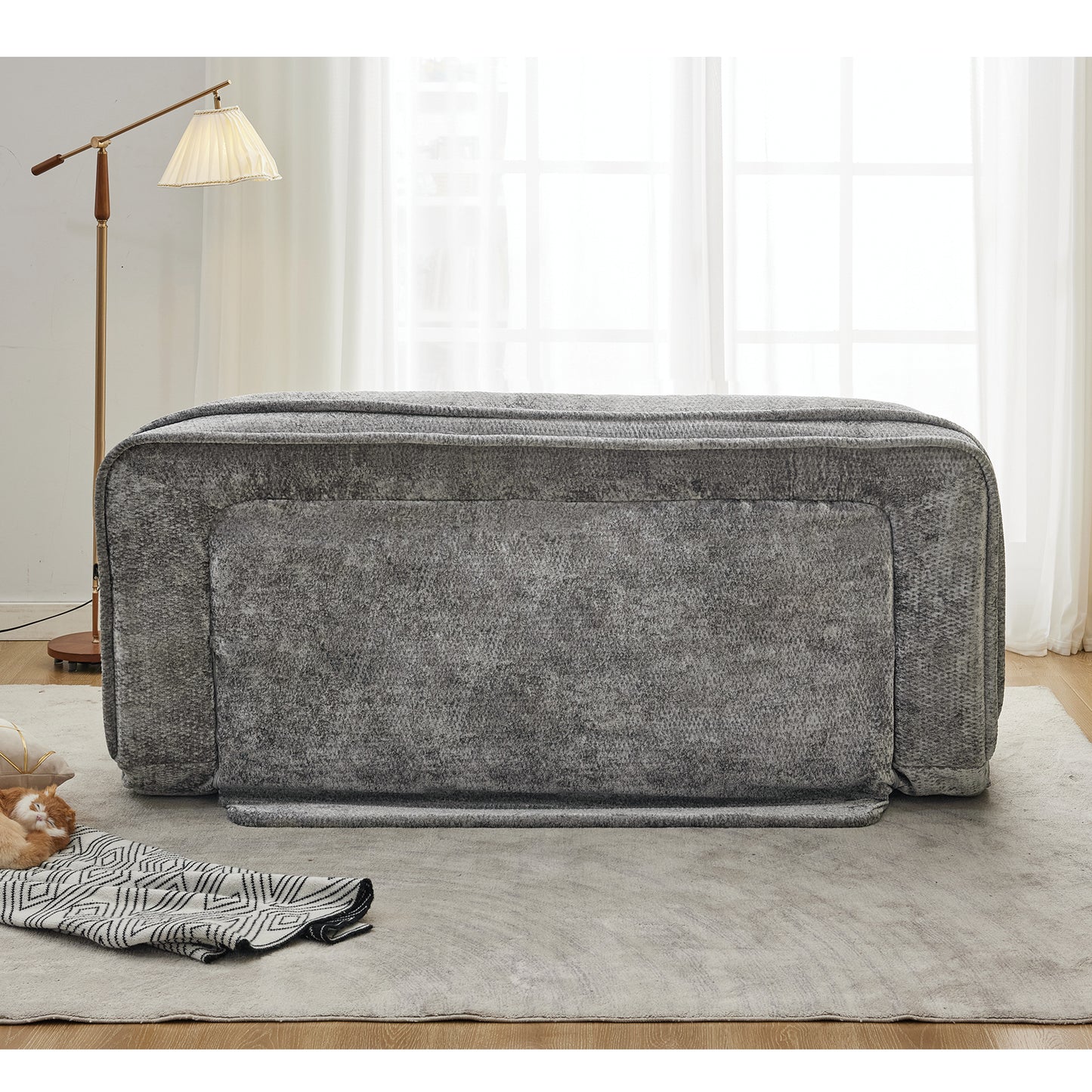 Extra Large Chenille Loveseat Sofa - Light Gray, 2-in-1 Dog Bed