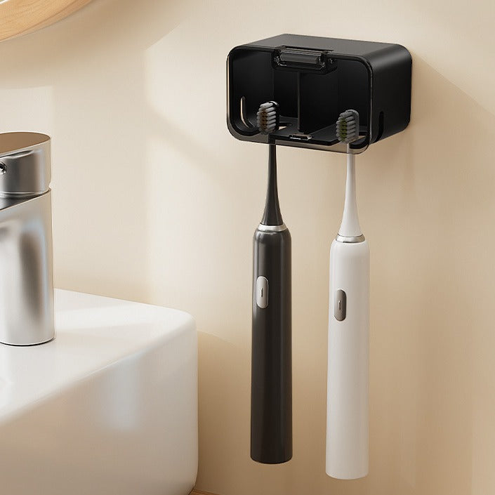 Wall Mounted Toothbrush Holder No Drill Waterproof Dustproof Bathroom Storage