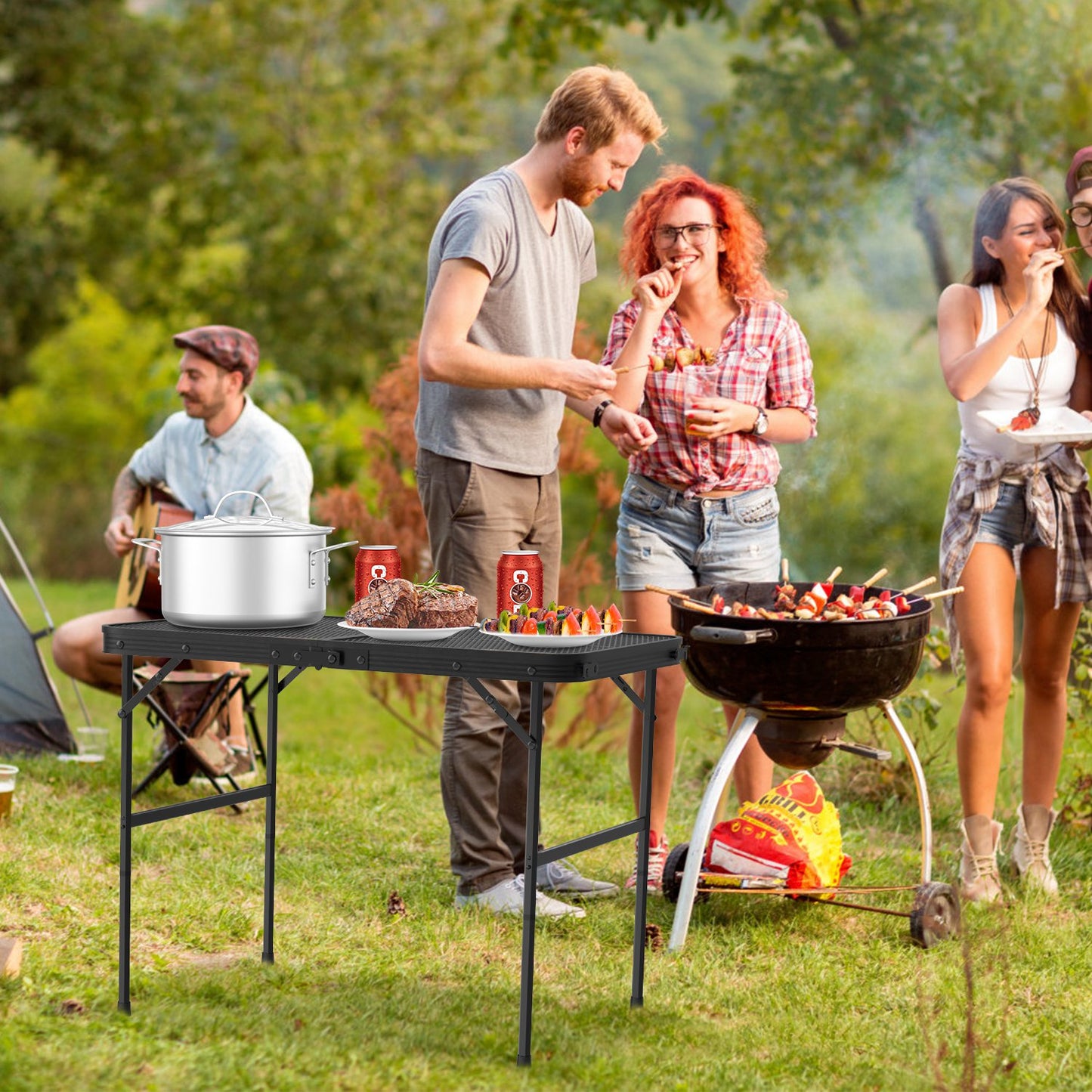 Foldable Camping Table - Adjustable Height, 88lbs Capacity