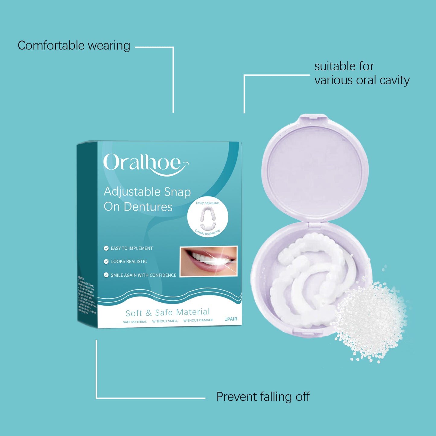 Adjustable Snap-On Silicone Dentures for Natural Smile Correction
