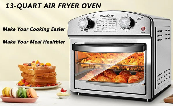 12L Stainless Steel Air Fryer with Dual Knob Control & Presets – Family Size Kitchen Appliance