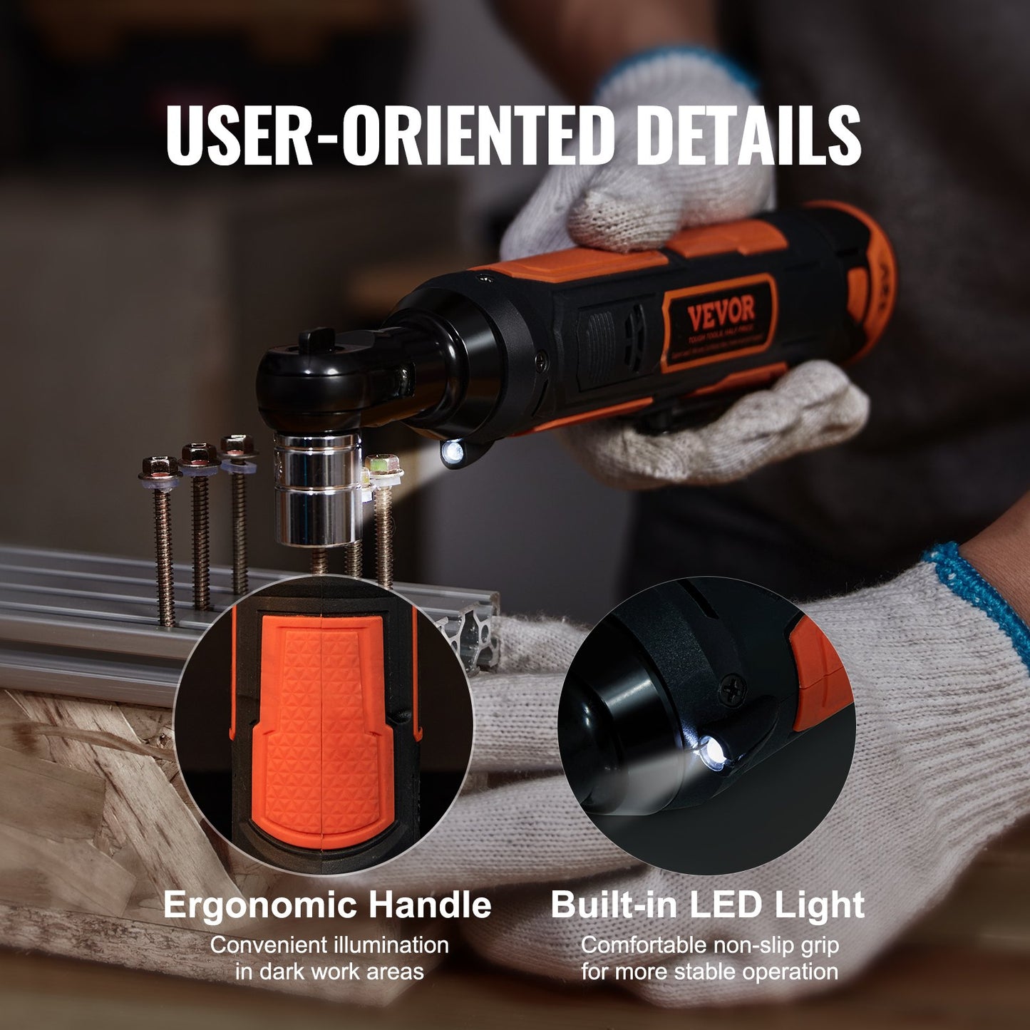 Cordless Electric Ratchet Wrench Set 12V 33 ft-lb Power Tool with 2 Batteries & 10 Sockets