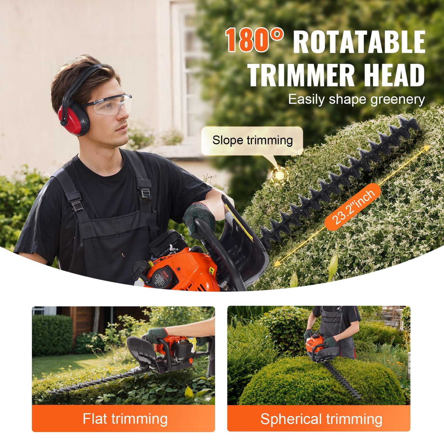 Gas Powered Hedge Trimmer 23.2-Inch Dual Blade 2-Stroke Garden Tool