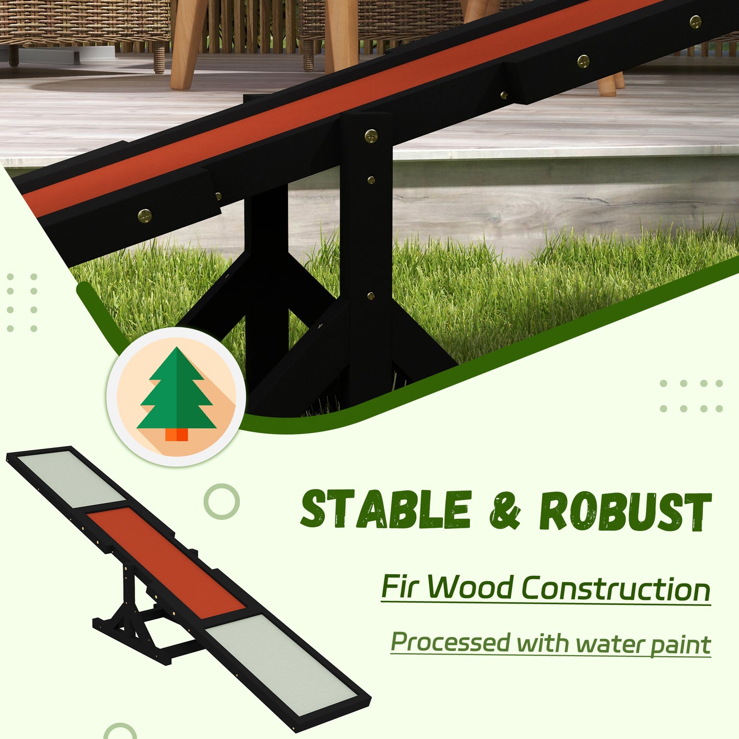 Dog Agility Seesaw for Training & Exercise - Wooden Balance Toy, Black