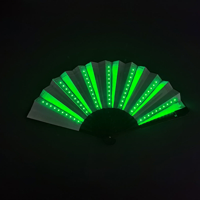 LED Luminous Folding Fan with Color Changing Lights - Adjustable Size & Remote Control