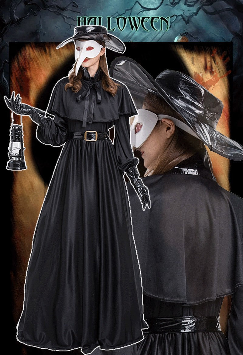 Medieval Plague Doctor Costume with Beak Mask - Multiple Styles