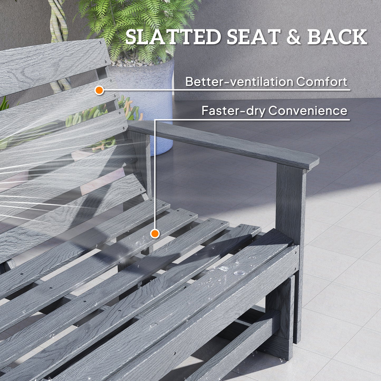 Patio Glider Bench - HDPE Double Rocking Chair, Distressed Gray