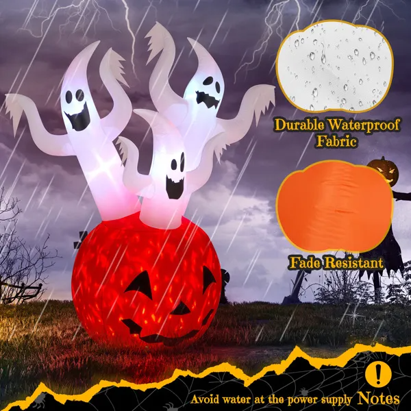 5.9 FT Halloween Inflatable Pumpkin Ghost with LED Lights