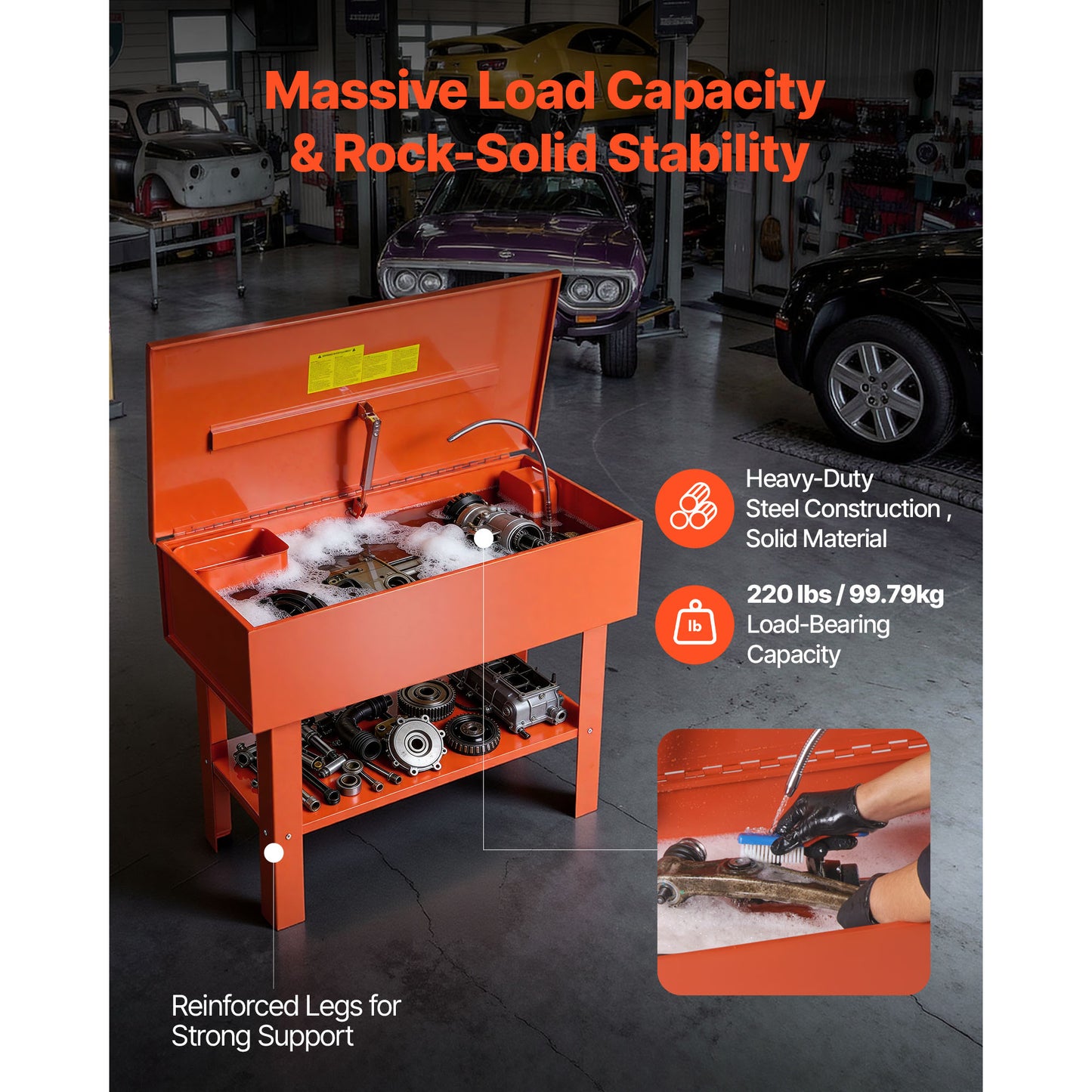 40-Gallon Parts Washer with 17-Gallon Solvent Capacity, Electric Pump for Automotive Cleaning