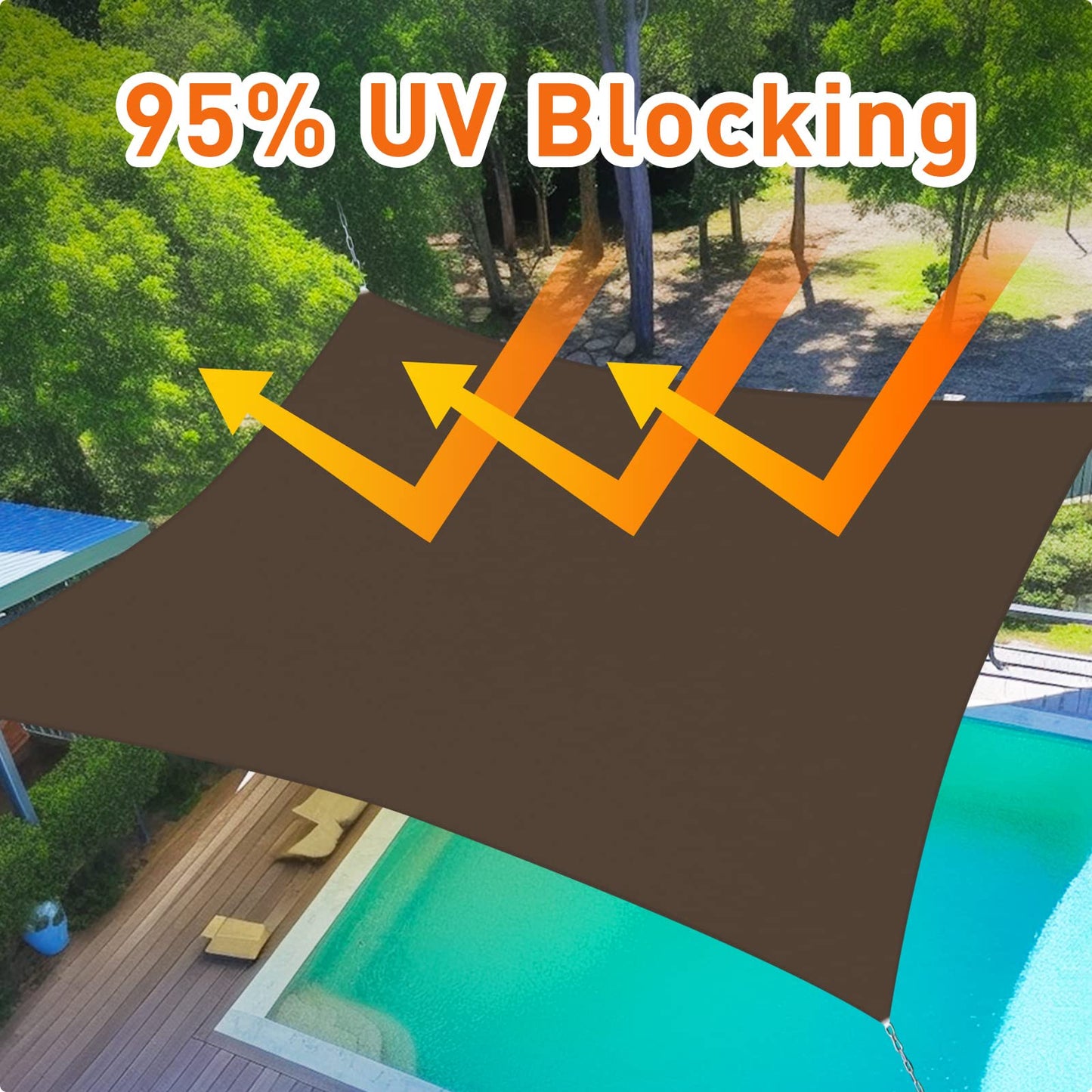 16x20 ft Sunshade Sail UV Waterproof Garden Shade Cloth - Mocha, Rust Red, Sand