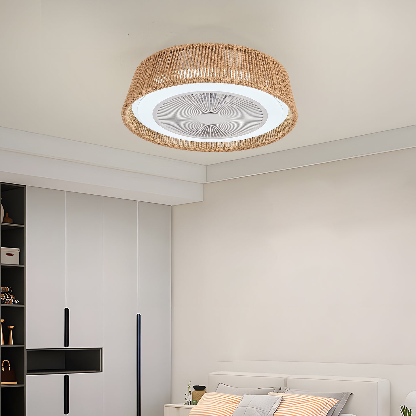 Modern Rustic Ceiling Fan Light with LED RGB Mood Lighting