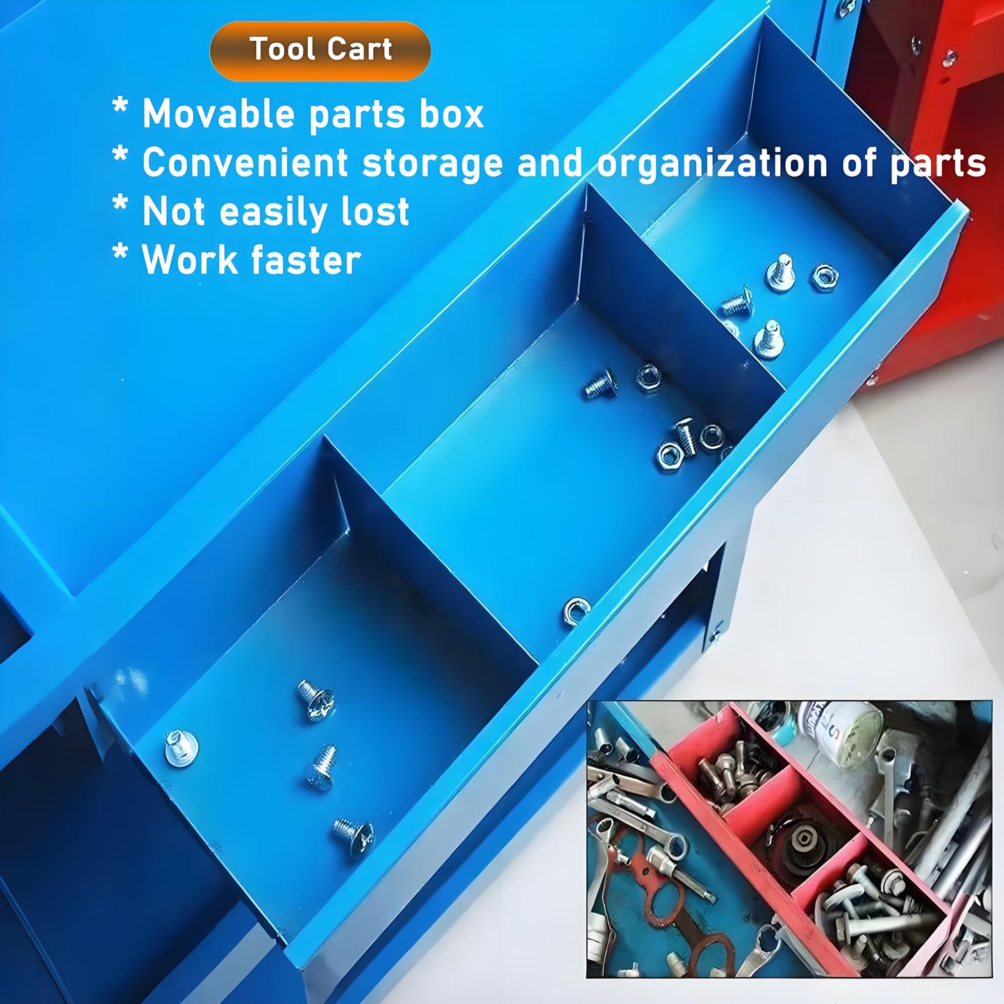 Heavy Duty Steel Rolling Tool Cart with Lockable Wheels - Workshop & Garage Organizer