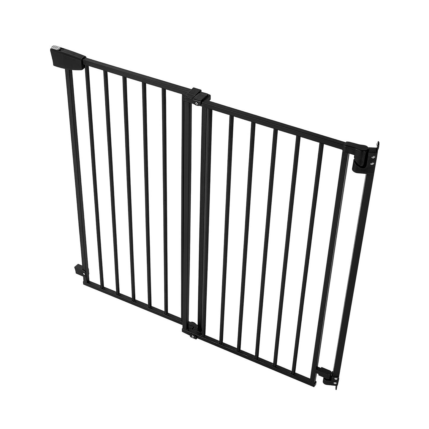 Adjustable Baby Gate for Stairs and Doorways - No Bottom Bar, One-Handed Operation, Easy Installation, Black