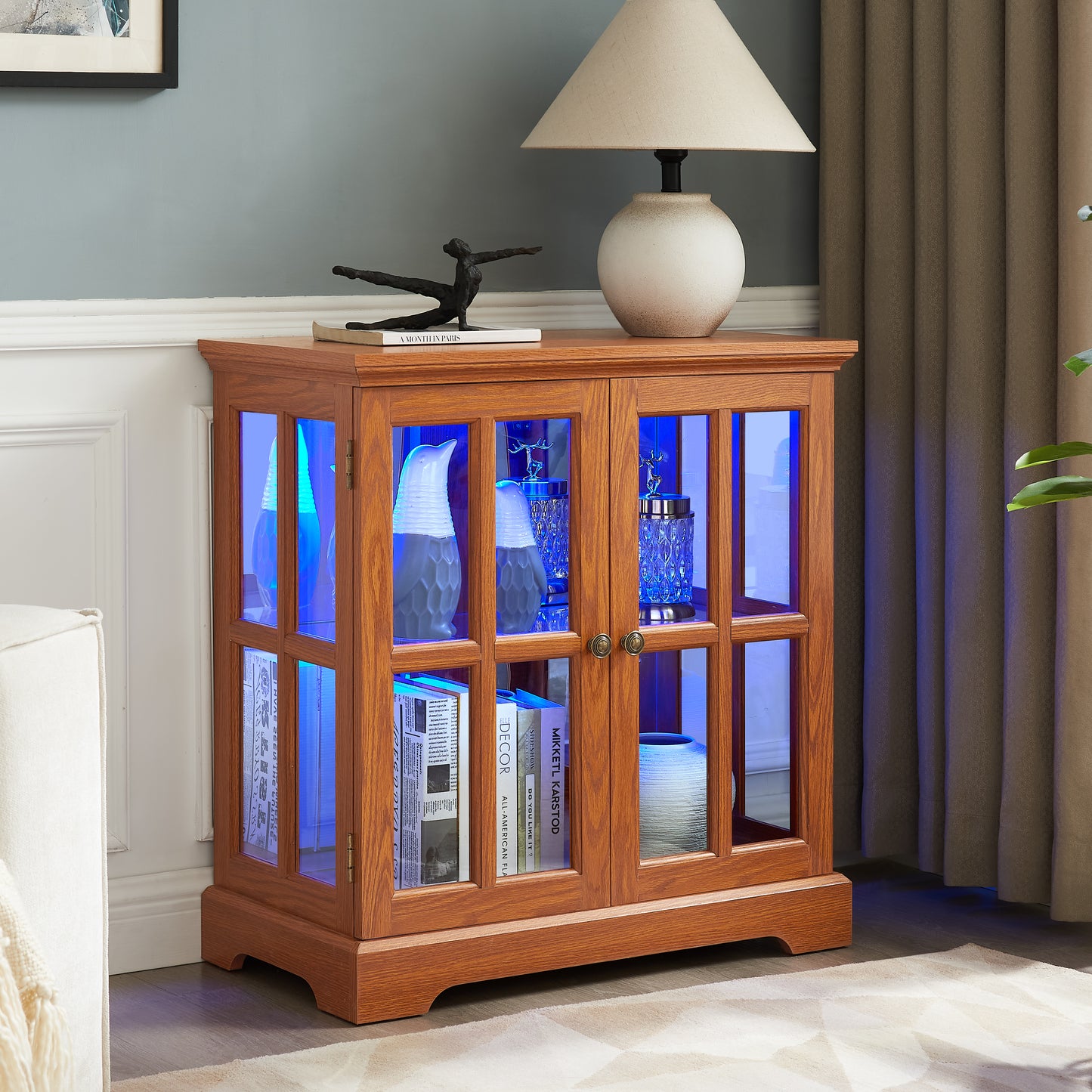 LED Curio Display Cabinet,Antique Cabinet With Adjustable