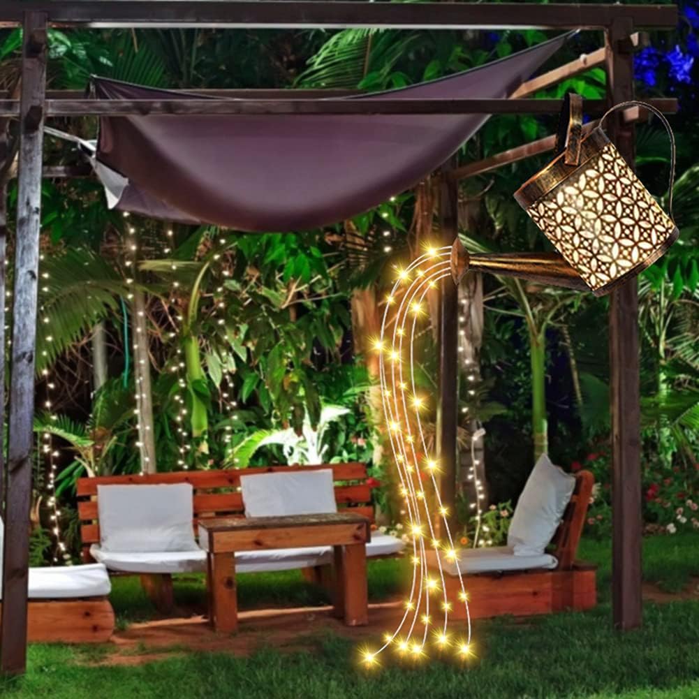 2-Pack Solar Watering Can String Lights - Outdoor Garden Decor