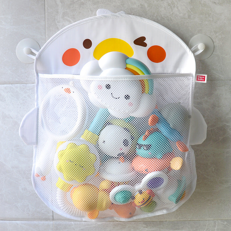 Waterproof Dinosaur Mesh Storage Bag for Bathroom with Suction Cup - Cartoon Baby Organizer