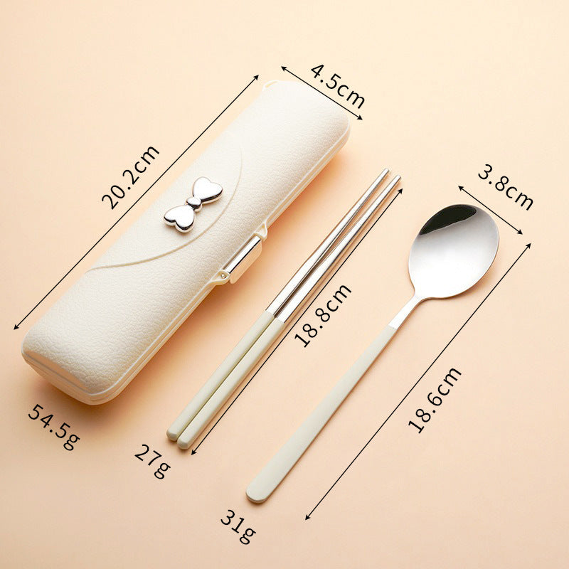 Stainless Steel Portable Tableware Set with Chopsticks, Spoon & Fork