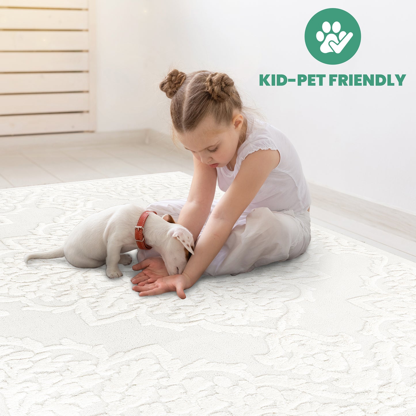 Step Collection High-Low Medallion Cream Indoor Area Rug, 7'9''x10',