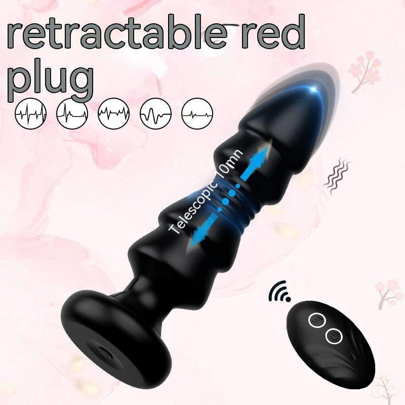 Wireless Remote Control Telescopic Vibrator Toy - Black, Waterproof