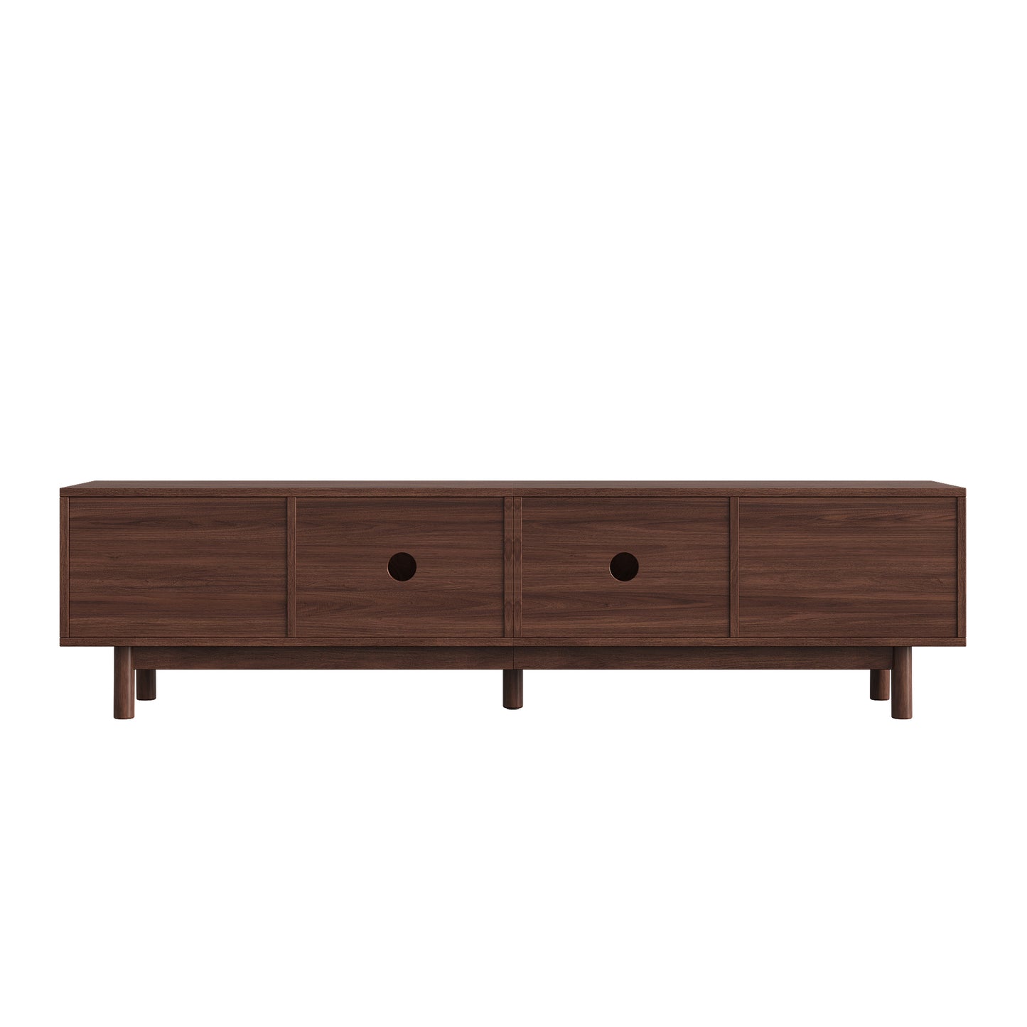 70-Inch Mid Century Modern TV Stand with Glass Sliding Doors