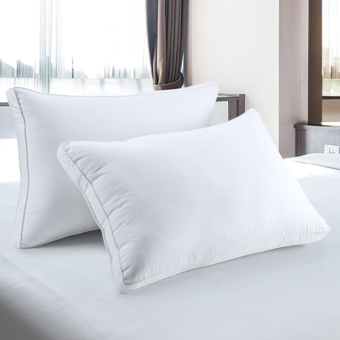 Queen Size Gusset Bed Pillow Set - Soft White Hotel-Style Comfort